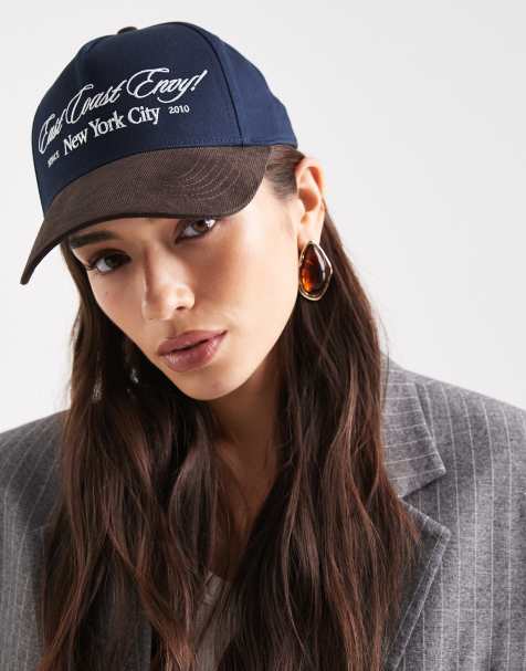 WeWoreWhat New York corduroy baseball cap in navy and white - view 1