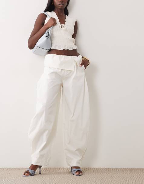 WeWoreWhat pull on fold over pant in ivory - view 1