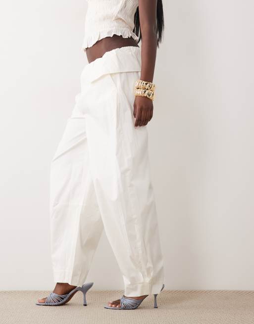 WeWoreWhat pull on fold over pant in ivory , 2 of 5