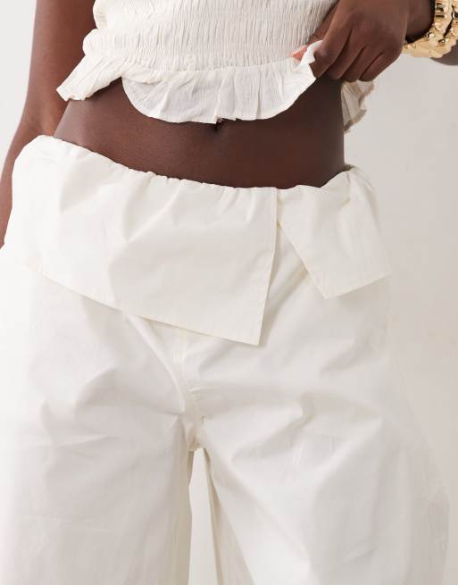 WeWoreWhat pull on fold over pant in ivory , 3 of 5