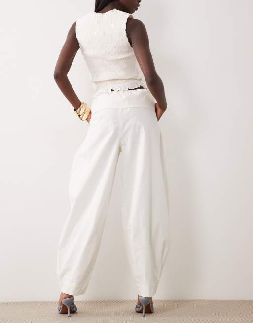 WeWoreWhat pull on fold over pant in ivory , 5 of 5