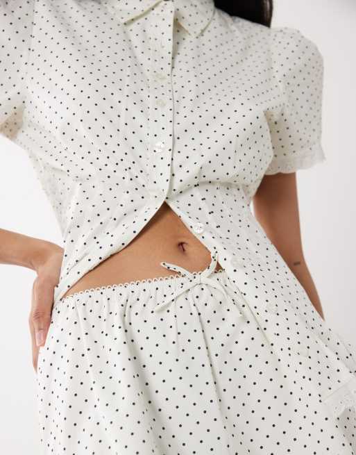 WeWoreWhat pull on mini skirt in white polka dot, 3 of 5
