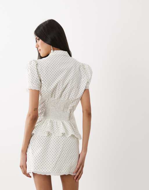 WeWoreWhat pull on mini skirt in white polka dot, 5 of 5
