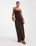 [WeWoreWhat] WeWoreWhat scoop neck ruched maxi dress in chestnut-Brown XXS Chestnut