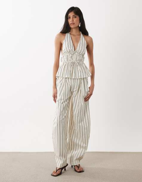 WeWoreWhat set in brown and ivory stripe - view 1