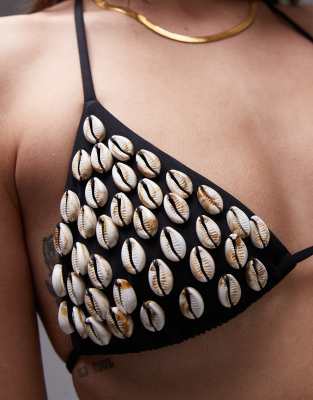 Weworewhat Shell Print Triangle Bikini Top