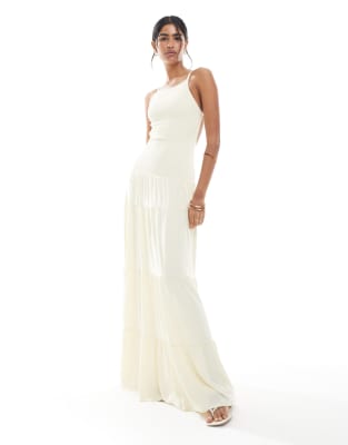 Weworewhat Smocked Drop Waist Maxi Dress In White