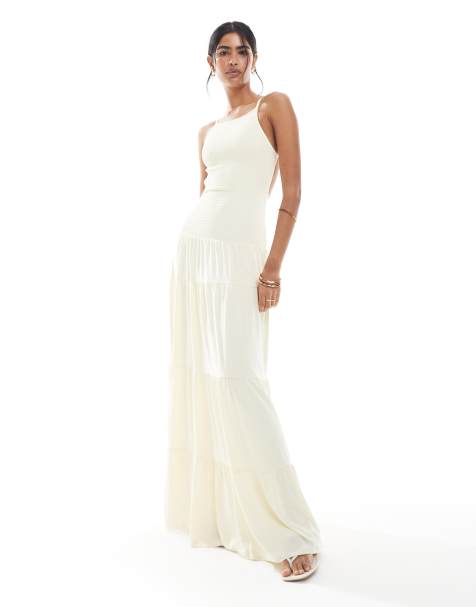 WeWoreWhat smocked drop waist maxi dress in ivory - view 1