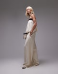 [WeWoreWhat] WeWoreWhat straight leg pants with contrast waist in taupe-Neutral S Black/Taupe