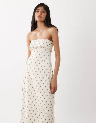 WeWoreWhat strapless foldover midaxi dress in polka-dot ivory