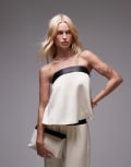 [WeWoreWhat] WeWoreWhat strapless smock top in black and taupe 4 Black/Taupe