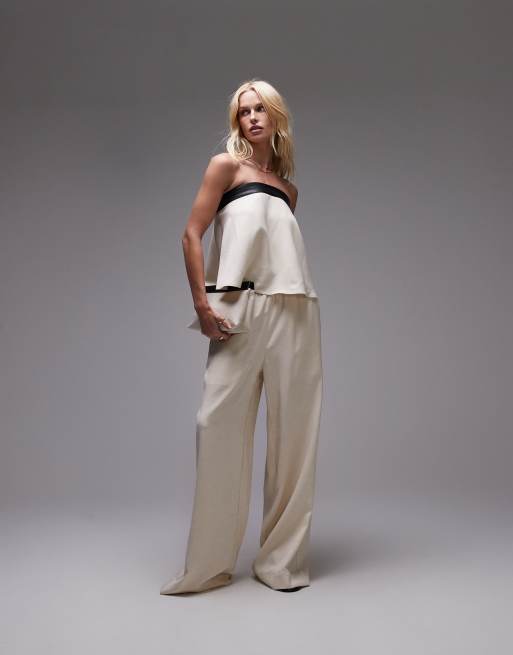 WeWoreWhat strapless smock top in black and taupe, 2 of 4