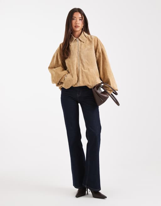 WeWoreWhat suede bomber jacket in tan