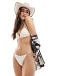 [WeWoreWhat] WeWoreWhat tie side crochet bikini bottoms in off white XS Off white
