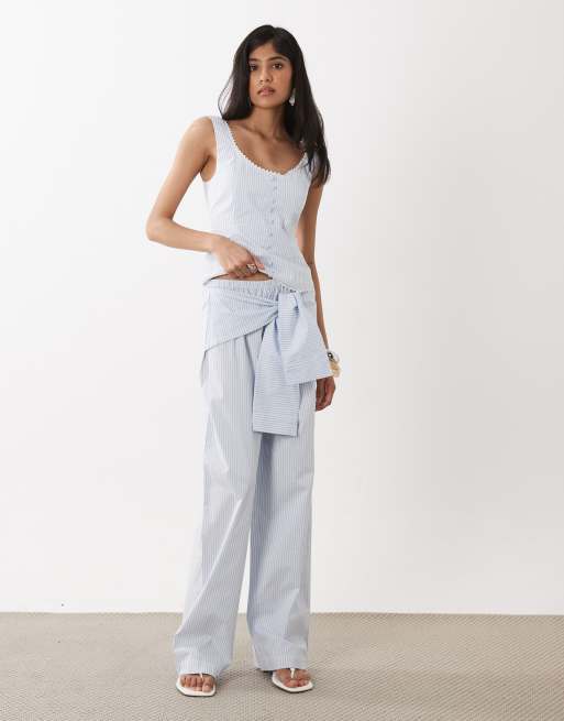 WeWoreWhat mix and match set in blue stripe, 2 of 4