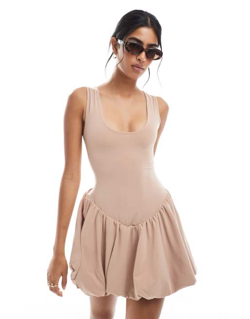 WeWoreWhat v-waist bubble hem mini dress in rose dust , 4 of 4