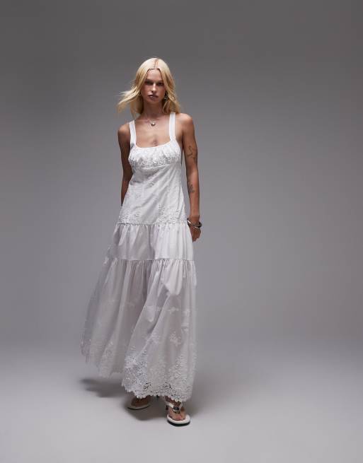 WeWoreWhat - Vestito midi stile peplo color avorio con coppe arricciate
