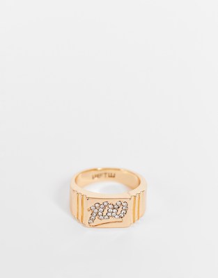 WFTW 100 signet ring in gold - ASOS Price Checker