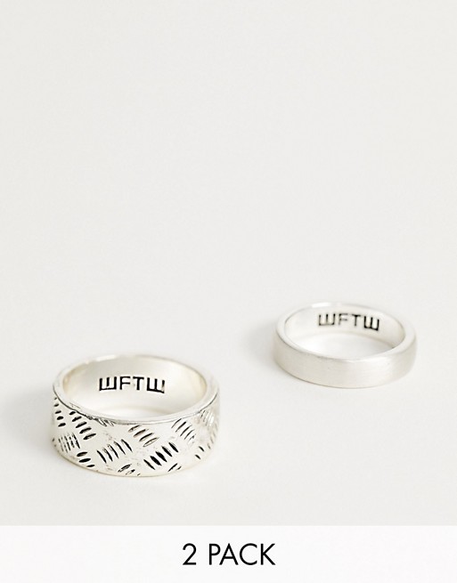 WFTW 2 pack rings with patterned finished in silver