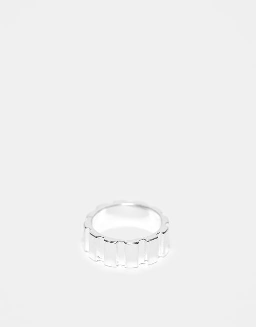 WFTW - Anello color argento a forma di ingranaggio