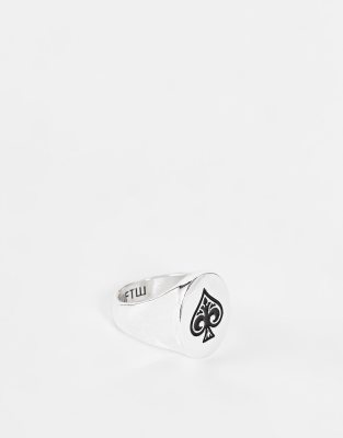 WFTW - Anello con simbolo di picche, colore argento
