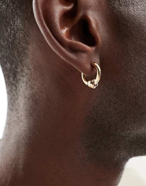 Gold ball deals hoop earrings