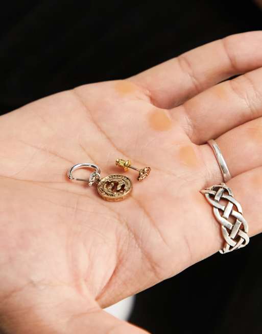 WFTW - Boucles d'oreilles clou et pendentif dollar - Argenté, 2 de 4
