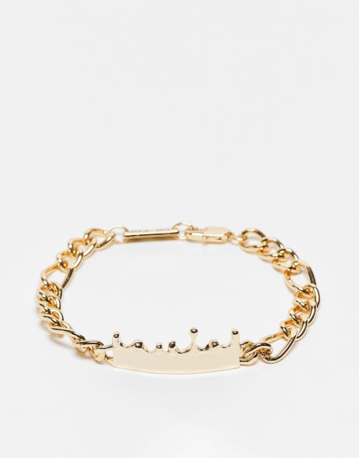 WFTW - Bracciale color oro con targhetta effetto fuso