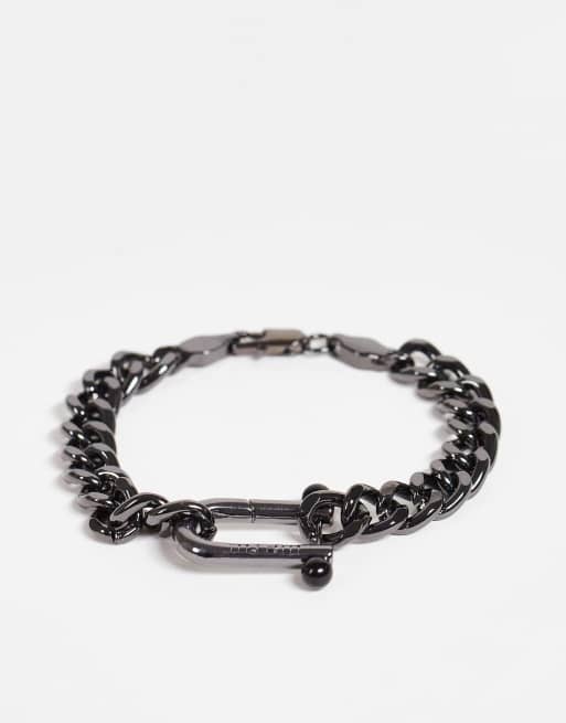 WFTW - Bracciale color piombo con perla sulla chiusura