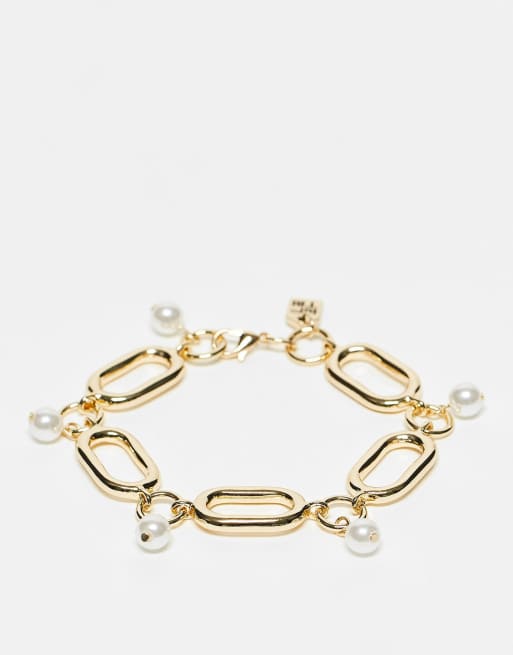 WFTW - Bracciale con catenina ovale oro con perle piombo