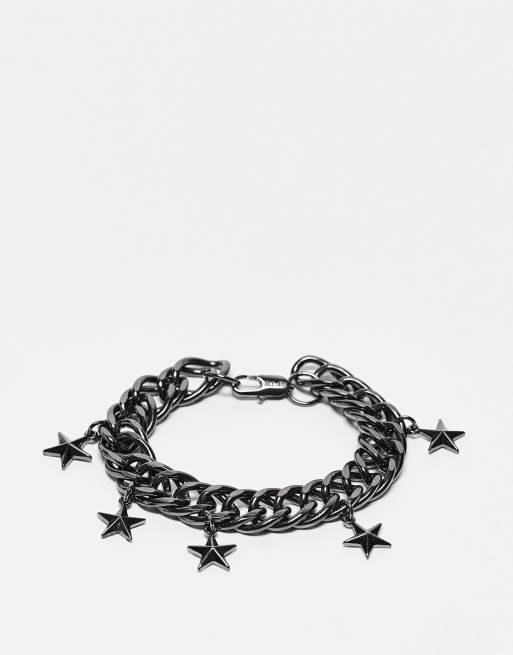 WFTW - Brede pop-punk schakelarmband met sterren in grijs metaal