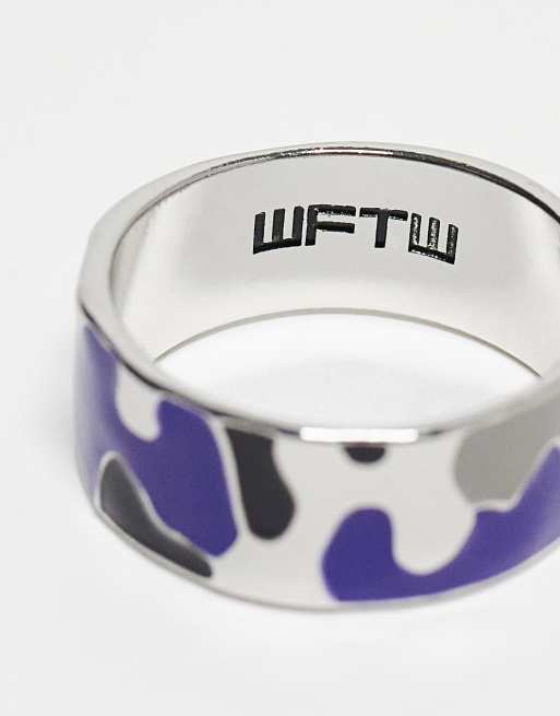 WFTW camo band ring in silver | ASOS