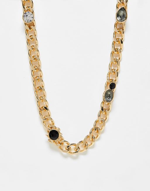 WFTW - Catenina barbazzale color oro con cristalli