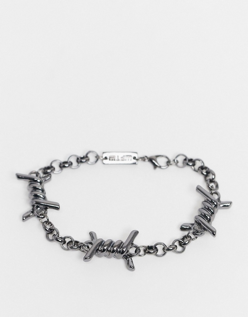 WFTW chain bracelet in silver with barbwire design-Grey