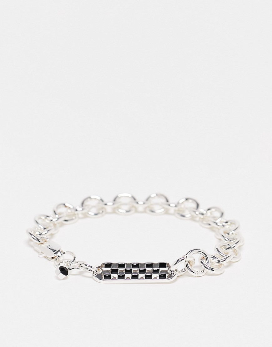 WFTW checkerboard tag chain bracelet in silver