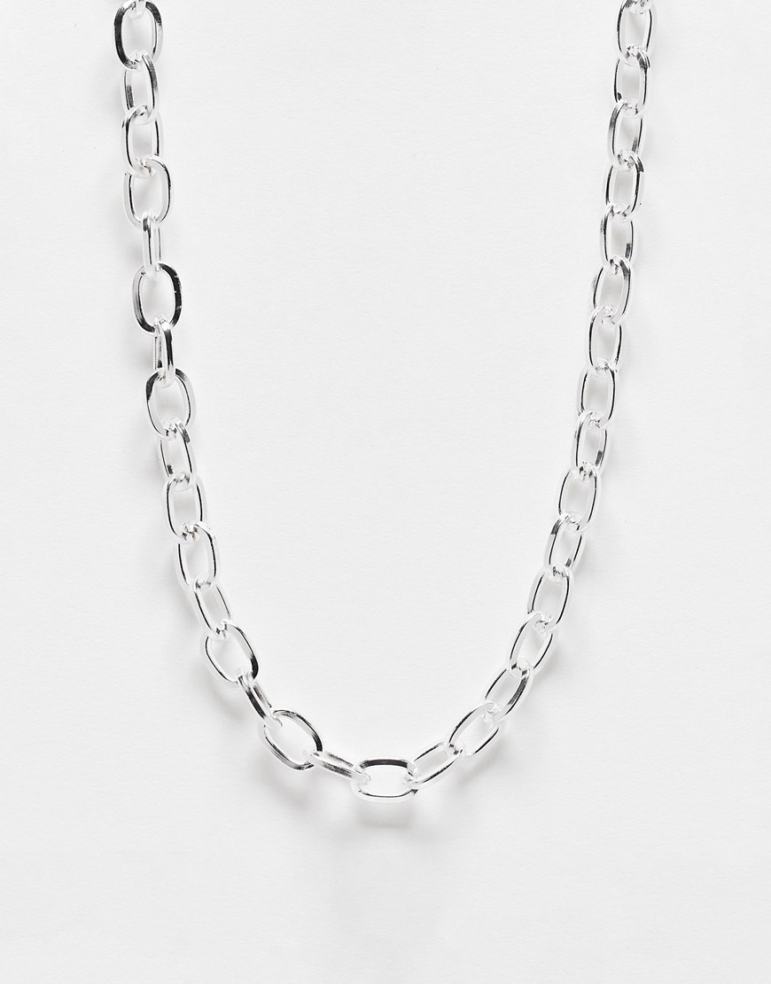 WFTW checkerboard tag chain necklace in silver