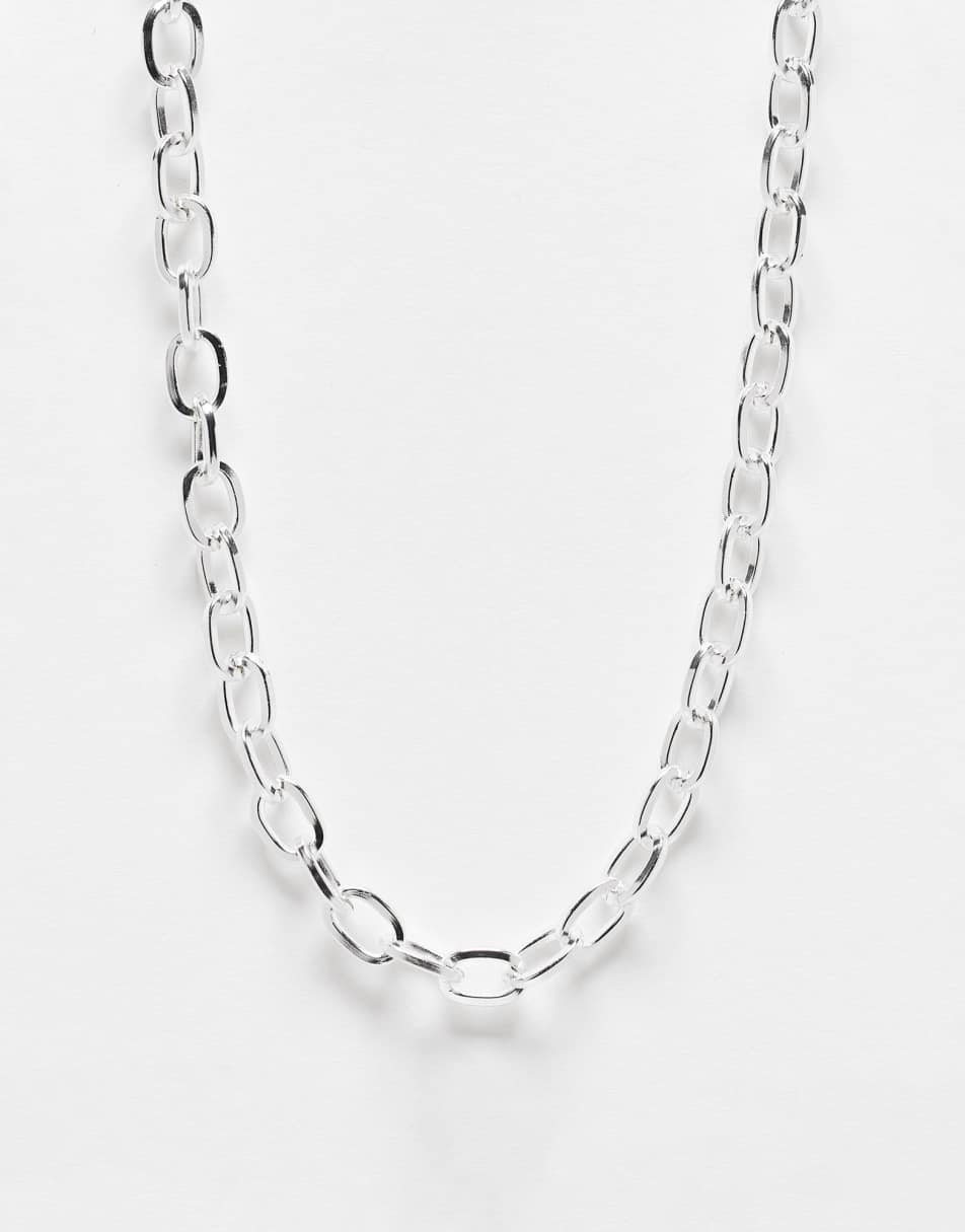 WFTW checkerboard tag chain necklace in silver