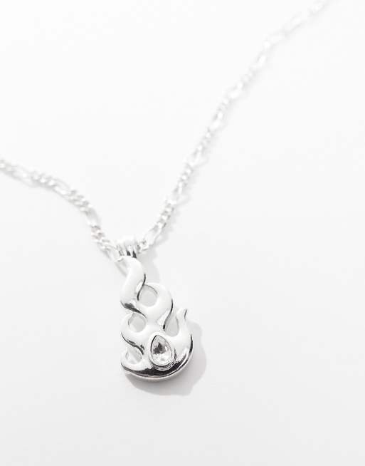 WFTW - Collana color argento con ciondolo a forma di fiamma