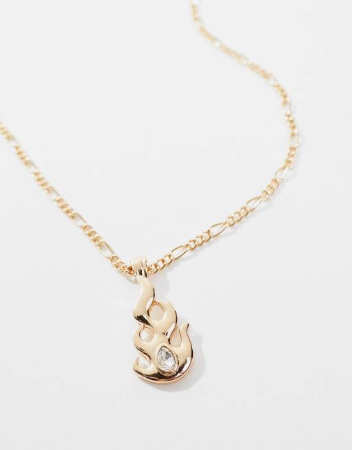 WFTW - Collana color oro con ciondolo a forma di fiamma 