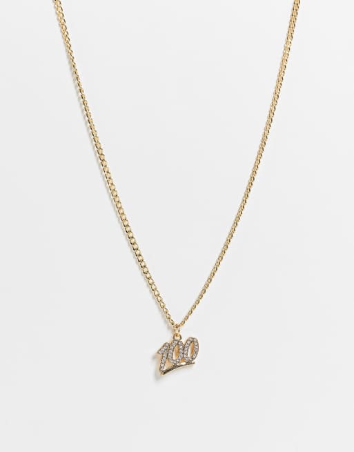 WFTW - Collana color oro con scritta 100