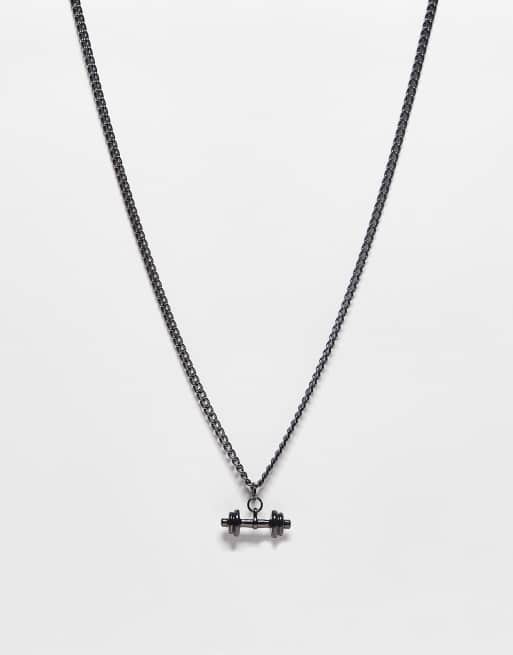 WFTW - Collier à maillons gourmette avec pendentif haltère en 3D - Bronze