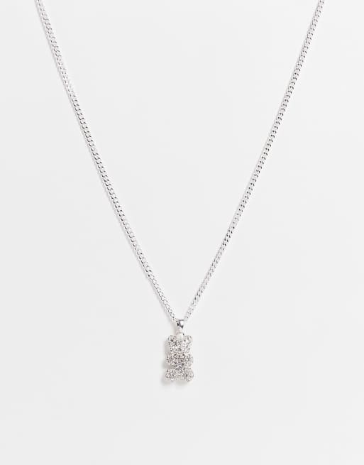 WFTW - Collier avec pendentif ourson à cristaux - Argenté