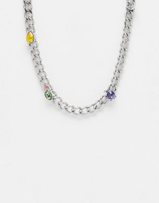 WFTW crystal curb chain in silver - ASOS Price Checker