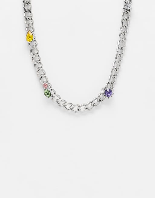 WFTW crystal curb chain in silver