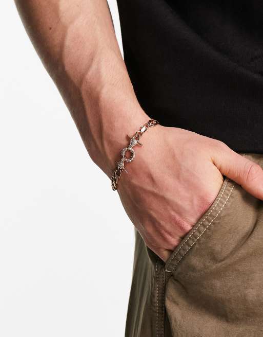 WFTW curb chain bracelet with crystal encrusted ramsheads in gold