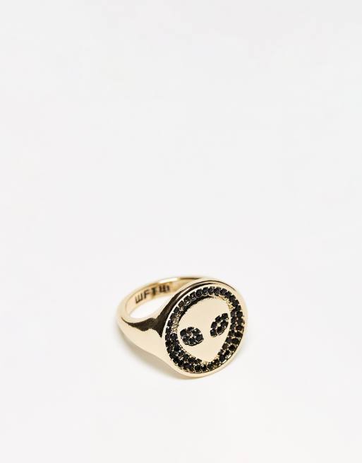 WFTW cyberspace alien signet ring in gold 