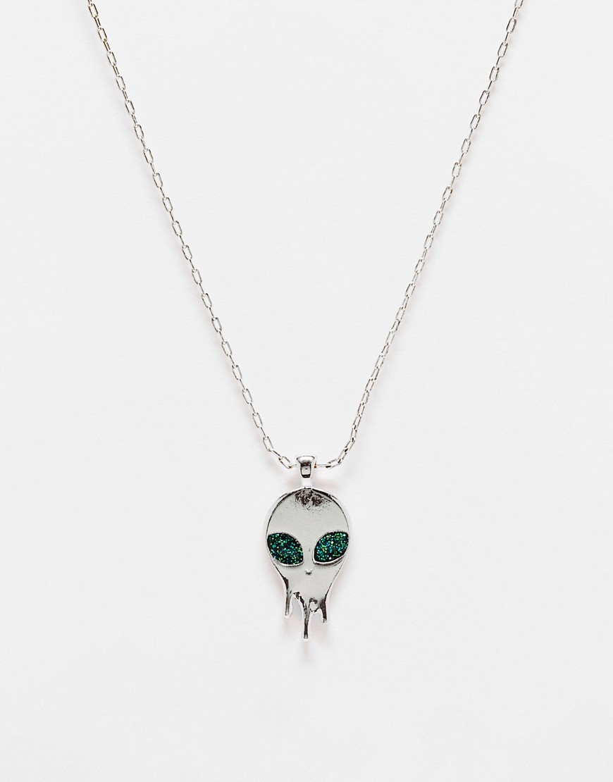 WFTW cyberspace crystal alien necklace in silver - SILVER