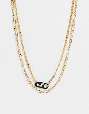 WFTW double chain clasp necklace in gold