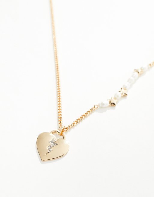 WFTW – Electric Heartbreak – Goldfarbene Halskette mit Anhänger in Herzoptik , 2 von 4