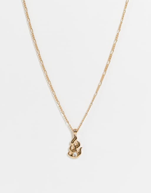 WFTW flame pendant necklace in gold